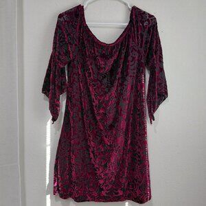 Velvet Burnout Short Dress Large Purple Red Large Fairy Whimsigoth Romantic